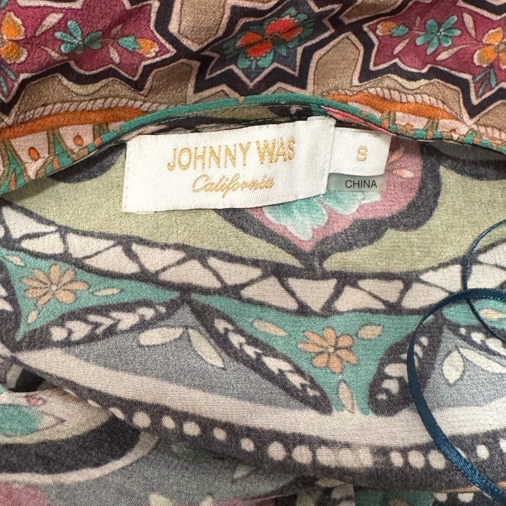 Johnny Was Spezia Silk Multi Color Twisted Front Cover Up Boho Tunic small - Picture 7 of 10